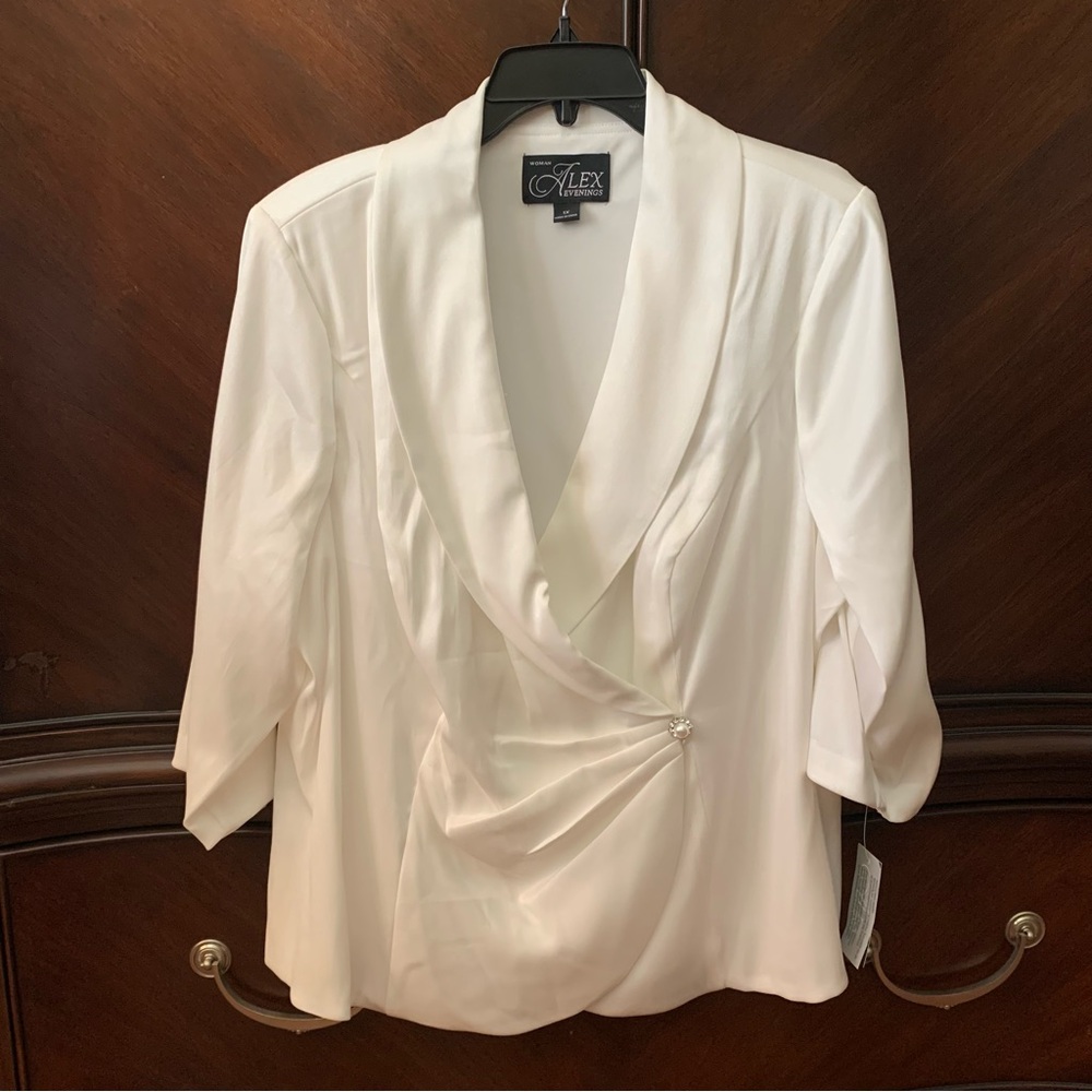 Alex Evenings Pearl Shawl Collar Wrap Top Jacket Size 1X Formal Cocktail Party - Picture 7 of 8